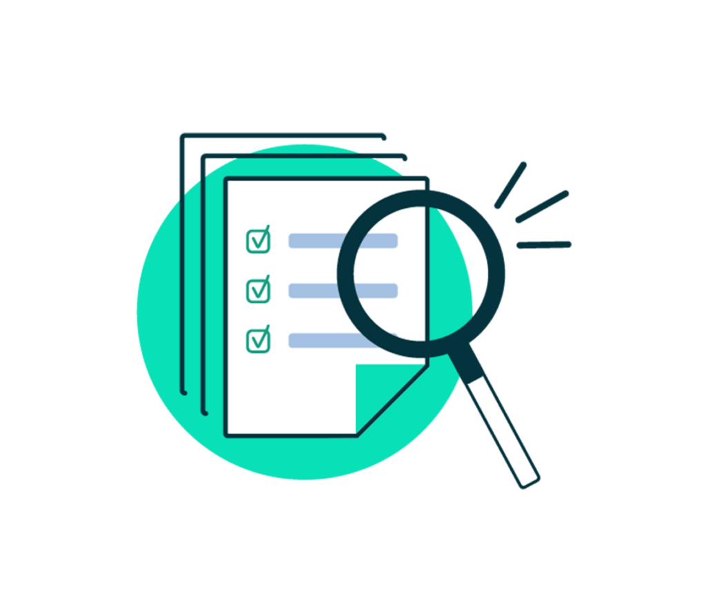 graphic of magnifying glass and paper