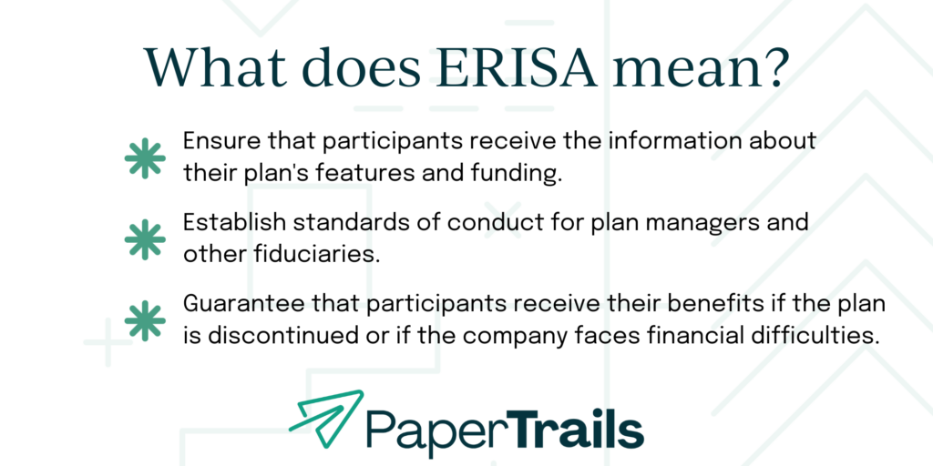 Graphic showing what ERISA means.