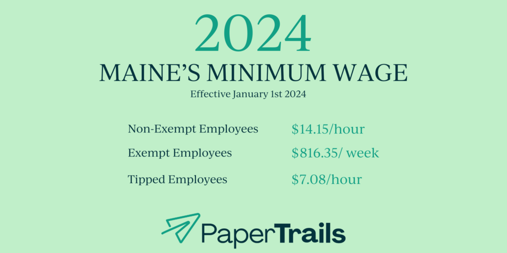Maine Minimum wage 2024 graphic